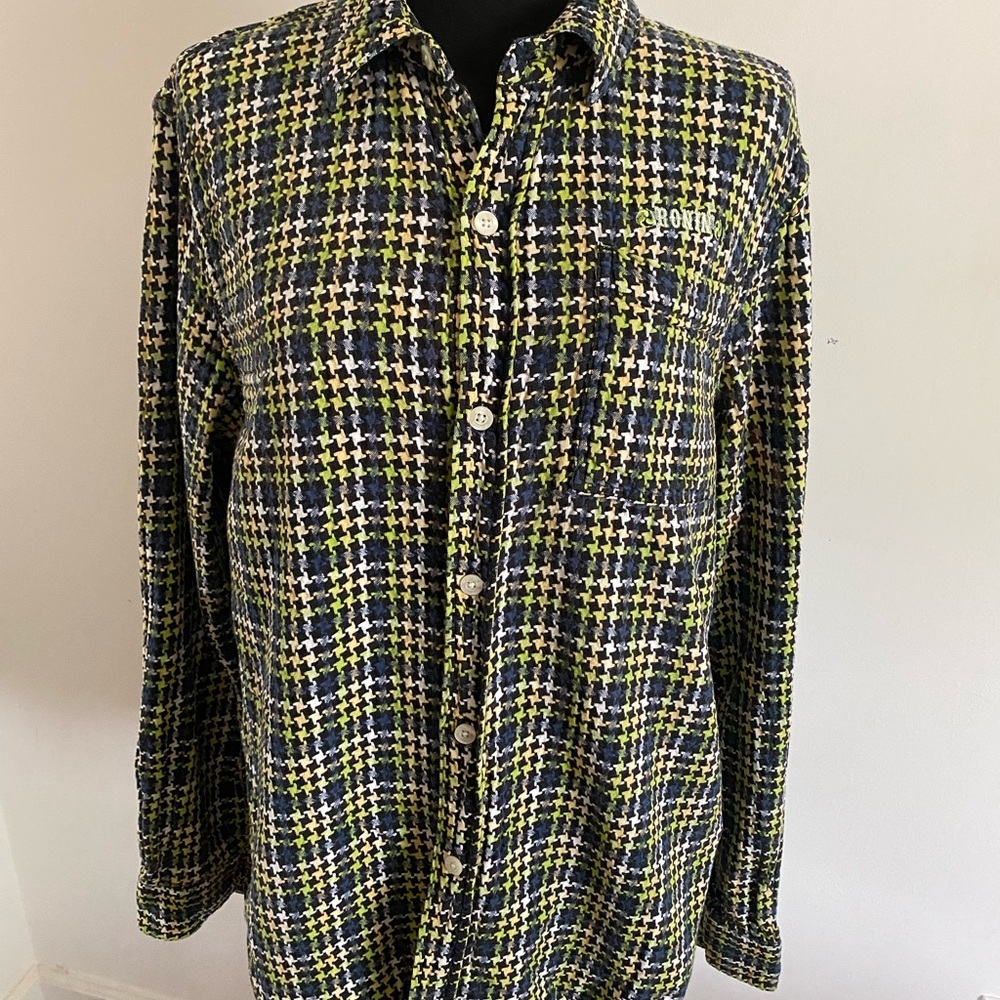 Burton Ronin Vintage‎ Men's Navy and Yellow Plaid Shirt